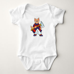 Cat as Firefighter at Fire department with Axe Baby Bodysuit