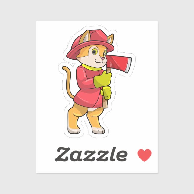 Cat as Firefighter with Axe (Sheet)
