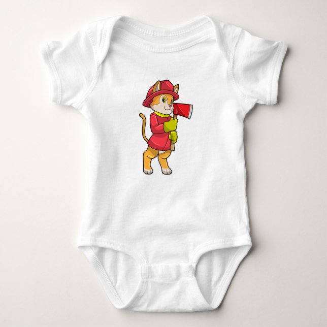 Cat as Firefighter with Axe Baby Bodysuit (Front)