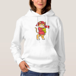 Cat as Firefighter with Axe Hoodie