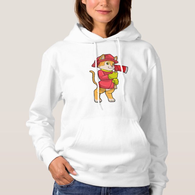 Cat as Firefighter with Axe Hoodie (Front)