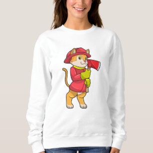 Cat as Firefighter with Axe Sweatshirt