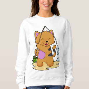 Cat as Fisher with Fishing rod & Fish Sweatshirt