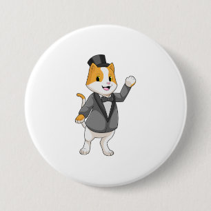 Cat as Groom with Ribbon 7.5 Cm Round Badge