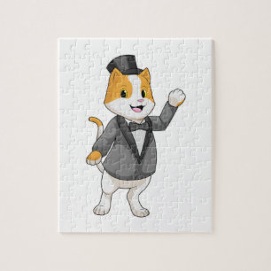 Cat as Groom with Ribbon Jigsaw Puzzle