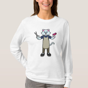Cat as Hairdresser with Scissors & Hair dryer T-Shirt