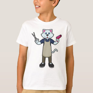 Cat as Hairdresser with Scissors & Hair dryer T-Shirt