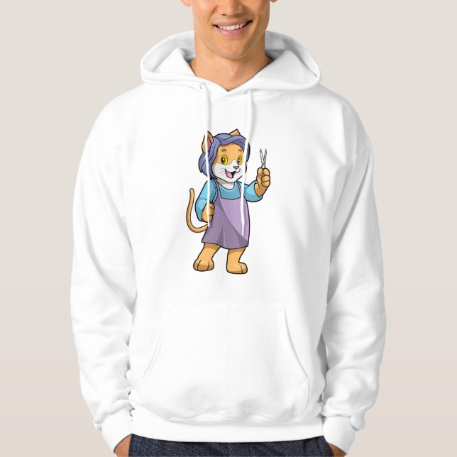 Cat as Hairdresser with Scissors Hoodie (Front)
