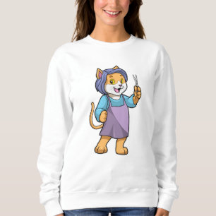 Cat as Hairdresser with Scissors Sweatshirt