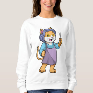 Cat as Hairdresser with Scissors Sweatshirt