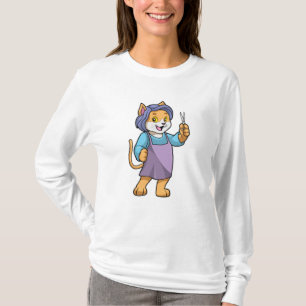 Cat as Hairdresser with Scissors T-Shirt