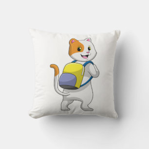 Cat as Hiker with Backpack Cushion