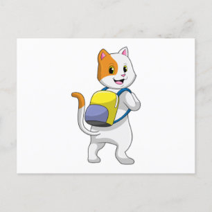 Cat as Hiker with Backpack Postcard