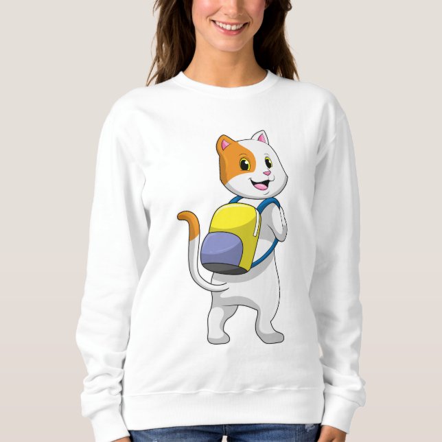 Cat as Hiker with Backpack Sweatshirt (Front)