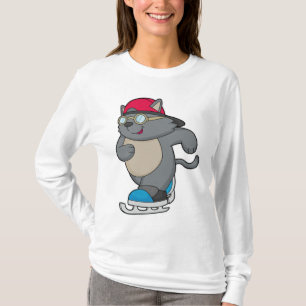 Cat as Ice Skater with Ice skates T-Shirt