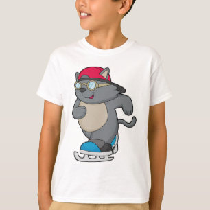 Cat as Ice Skater with Ice skates T-Shirt