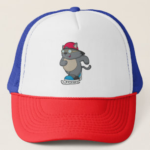 Cat as Ice Skater with Ice skates Trucker Hat