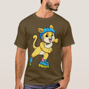 Cat as Inline skater with Inline skates and Helmet T-Shirt