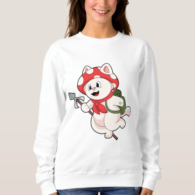 Cat as Mushroom picker with Mushroom Sweatshirt (Front)