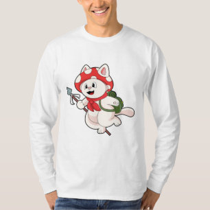 Cat as Mushroom picker with Mushroom T-Shirt