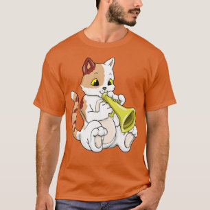 Cat as musician with et T-Shirt