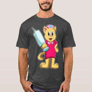 Cat as Nurse with Syringe T-Shirt