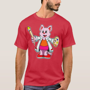 Cat as Painter with Brush Paint T-Shirt