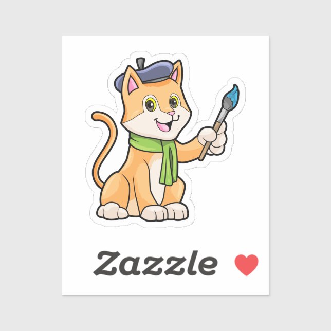 Cat as Painter with Brush & Scarf (Sheet)