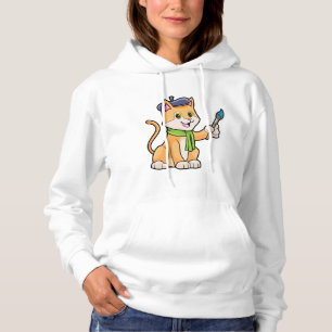 Cat as Painter with Brush & Scarf Hoodie
