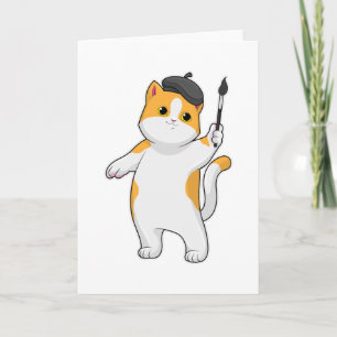 Cat as Painter with Paint brush Card