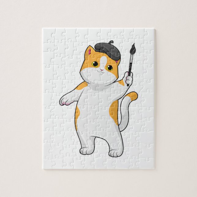 Cat as Painter with Paint brush Jigsaw Puzzle (Vertical)