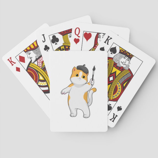 Cat as Painter with Paint brush Playing Cards (Back)