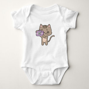 Cat as Photographer with Camera Baby Bodysuit