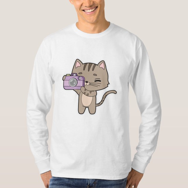 Cat as Photographer with Camera T-Shirt (Front)