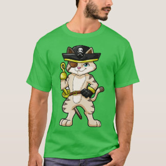 Cat as pirate with dagger and sabre T-Shirt