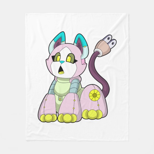 Cat as Robot Fleece Blanket (Front)
