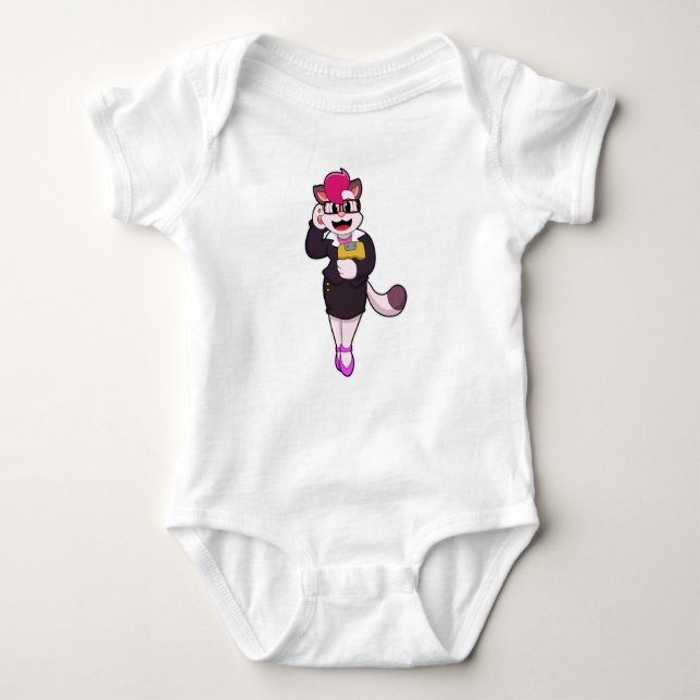 Cat as Secretary with Notepad Baby Bodysuit (Front)