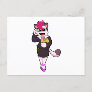 Cat as Secretary with Notepad Postcard