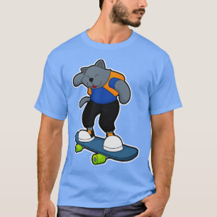 Cat as Skateboarder with Skateboard T-Shirt