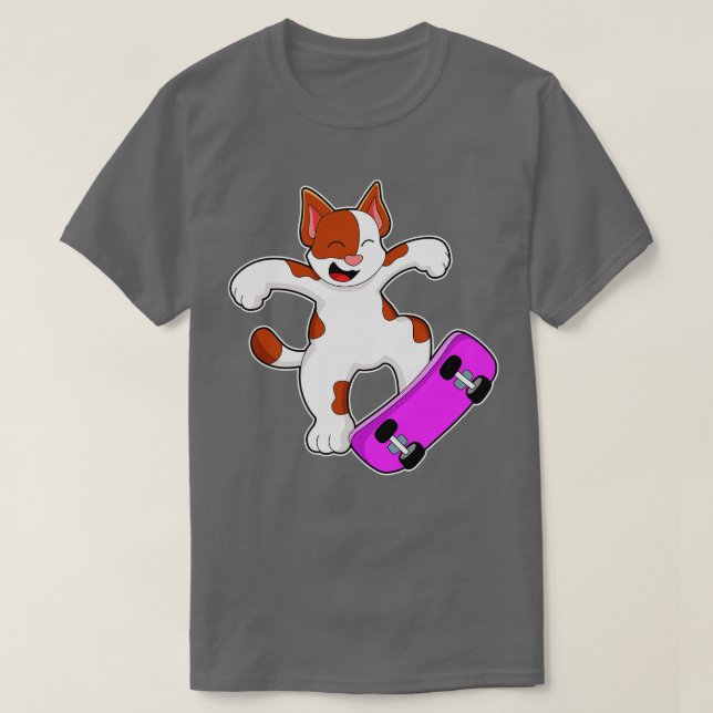 Cat as Skater with Skateboard 3 T-Shirt (Design Front)