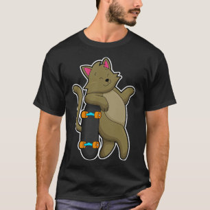 Cat as Skater with Skateboard T-Shirt