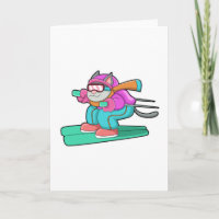 Cat as Ski jumper with Ski & Ski goggles