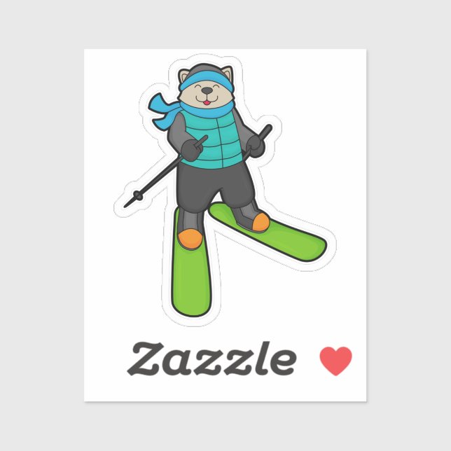 Cat as Skier with Ski (Sheet)