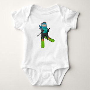 Cat as Skier with Ski Baby Bodysuit