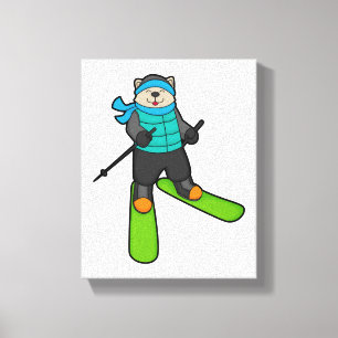 Cat as Skier with Ski Canvas Print