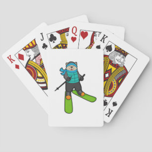 Cat as Skier with Ski Playing Cards