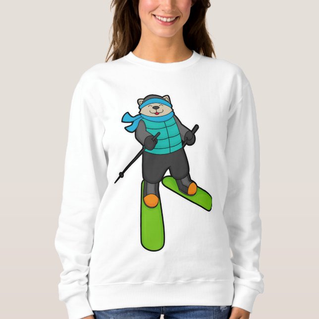 Cat as Skier with Ski Sweatshirt (Front)