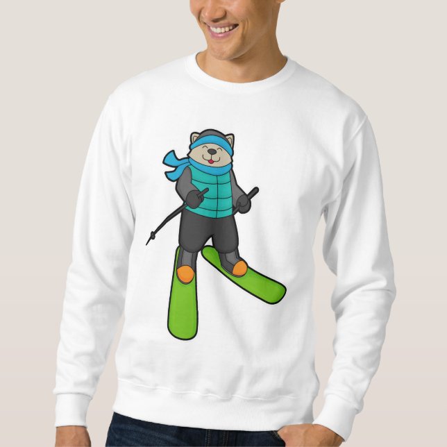 Cat as Skier with Ski Sweatshirt (Front)