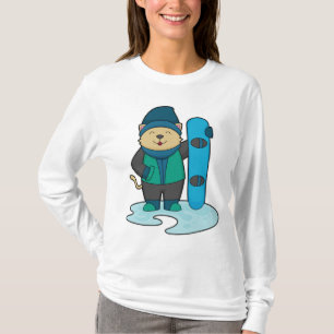 Cat as Snowboarder with Snowboard T-Shirt