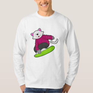 Cat as Snowboarder with Snowboard T-Shirt